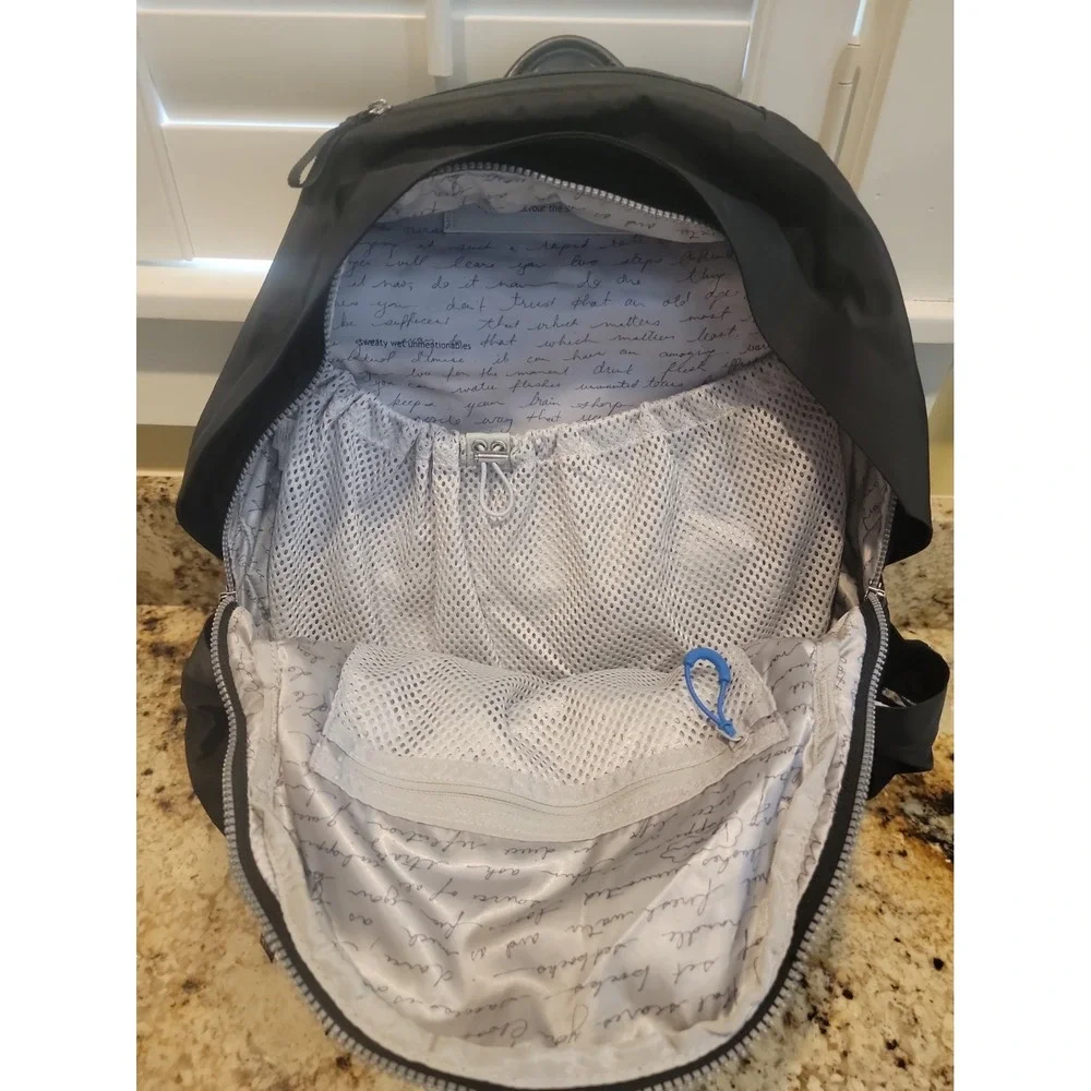 Lululemon Pack It Up Backpack Womens Black Athletic Casual Pockets Bag Gym...